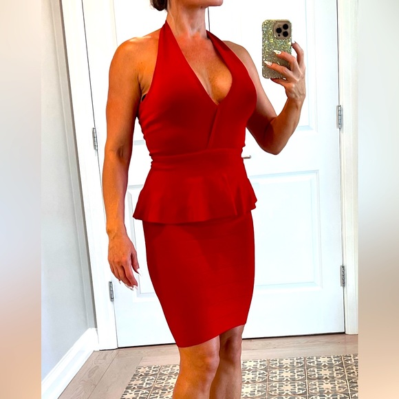Bebe red bandage peplum dress, size small - Picture 1 of 8